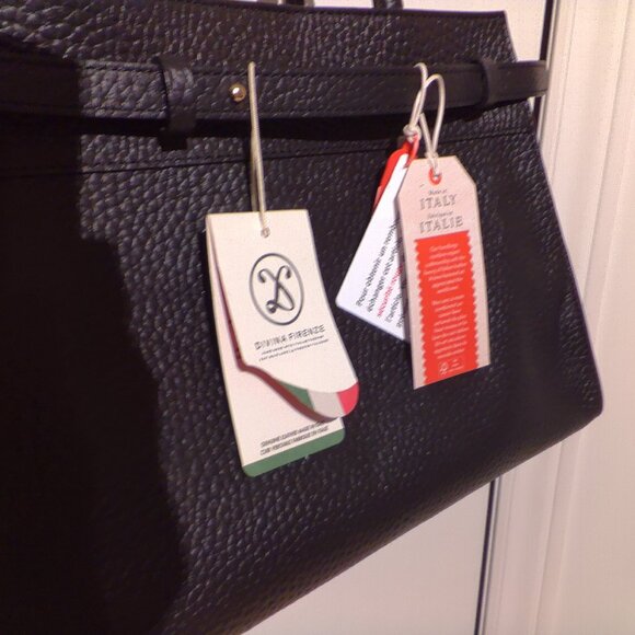Italian DIVINA FIRENZE Leather Hand Bag - Black, Brand New W/Serial Numbers Tags - Picture 1 of 13